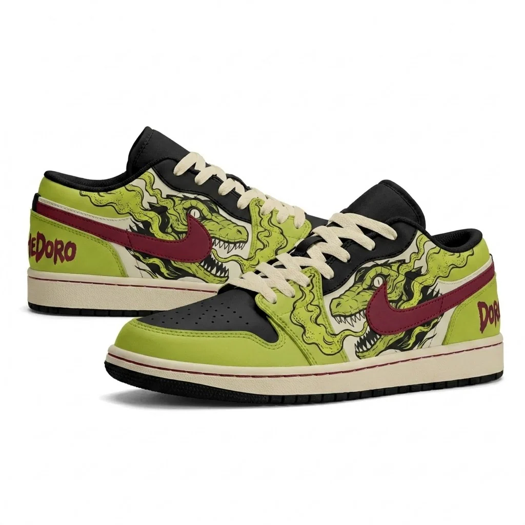 Caiman Mask Acid Smoke Design Shoes J1