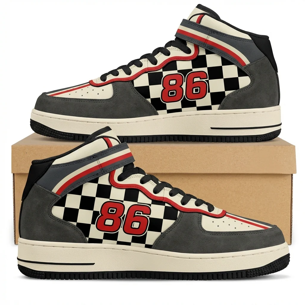 Retro Grid Checkers Design Shoes F1
