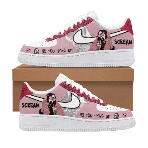 Scream No You Hang Up Pink Love Design Shoes F1